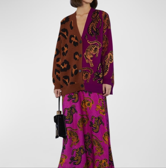 Farm Rio Mixed Wild Leopards Cardigan In Multi - Picture 2 of 5